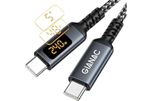 GIANAC 240W USB C auf USB C Kabel [2M] Schnellladekabel USB C USB PD3.1 Nylon USB Typ C Ladekabel mit LED Display für iPhone 16 Pro Max, iPhone 15, Samsung S24 S23 S22 S21,iPad Pro, MacBook Pro/Air