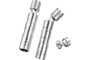 Kikuo Juego de Llaves de Vaso para Bujías, 14mm y16mm de la Bujía de Bujías de Pared Delgada de 3/8 Pulgadas con Magnético, Llave de Bujía para Bujías para Reparación de Automóviles (2 Piezas)
