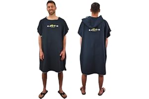 Saltie Sports Microfibre Changing Robe - Compact Beach Towel Poncho with Hood Lightweight Surfing, Swimming & Water Sports, One Size Fits All Dry Change Robes for Adults Men/Women - UK