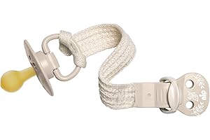 nip Stay Green Pasek do smoczka w 100% z bawełny ekologicznej, wyprodukowano w Niemczech, do smoczków z pierścieniem, stopniowa regulacja, chroni ubrania, kolor: brązowy