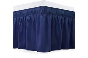 HULG Gonna da Letto Elasticizzata Avvolgente Matrimoniale/Singolo/Piazza E Mezzo Tinta Unita Gonna Letto con Volant Gonna da Letto Facile da Installare da 38/45 Cm (Blue,(100x200)+38cm)