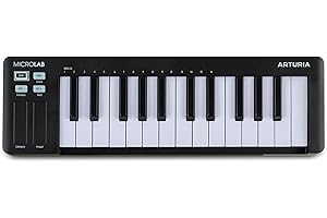 Arturia MicroLab MK3 - Tastiera compatta 25 tasti controller MIDI sensibile alla velocità, Doppia Touch Strip, Modalità Accordi, Ingresso pedale Sustain - Nero