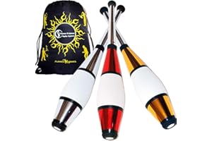 Juggle Dream Euro PRO Giocoleria Club Set di 3 (12 Colore Combos Metallico Decorazione da Ginnastica Club + Flames N Games Borsa Viaggio! Ottima Giocoleria per Principianti & Advanced Giocolieri