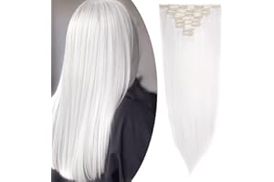 S-noilite - Extension a Clip Cheveux Naturel Clip in Hair Extensions Tête Pleine 8 Bandes 18 Clips 66cm Tout Droit - Blanc