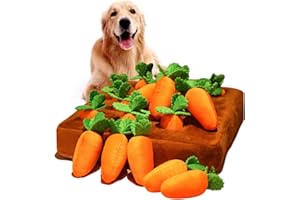 AOSEE Tappetino per Fiuto Domestici, Cani Tappetini Carota Puzzle, Sniffing Tappeto per Cani con 12 Carote, Giocattoli Interattivi per Cani a Mangiatoia, Peluche Carota per Cani (Arancia) (Arancia)