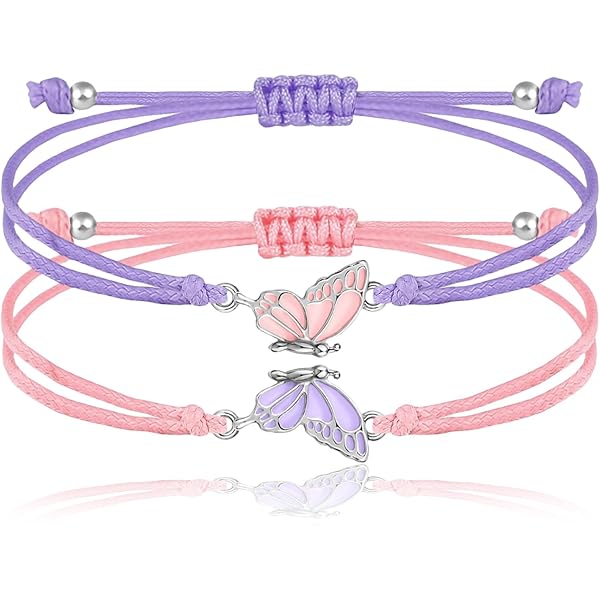 DIFLAX Freundschaftsarmband Set - Verstellbare BFF Armbänder Mit Schmetterling