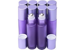 Pxyelec 10 Stück ätherische Öle Roll-on Flaschen mit Aluminiumkappe, 10 ml Milchglas-Parfümflaschen, Edelstahl-Rollerbälle, Ampullen für Aromatherapie, Parfümöle