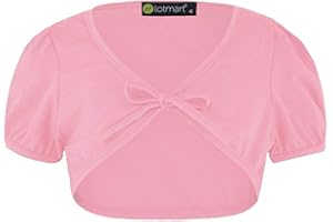LOTMART Girls Top Cropped Shrug Tie Up Front Bolero