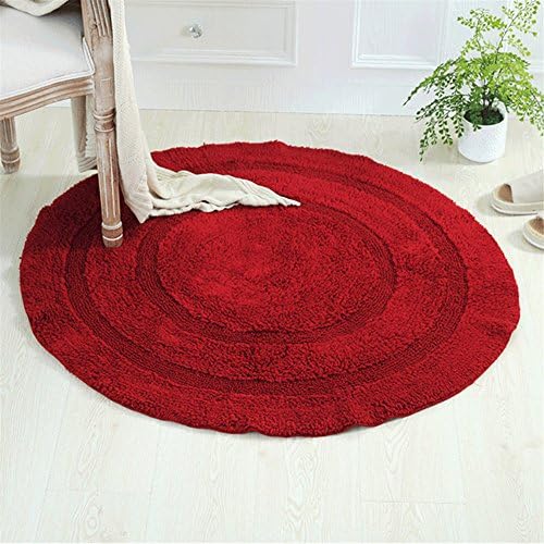 Round solid color double-sided cotton mats bedroom living room non-slip mats bathroom absorbent mat, diameter 39 inch approx