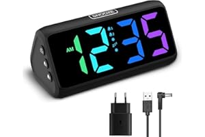 NETZU Lauter Wecker für Tiefschläfer, Digitalwecker mit Bunte Display, Doppelalarm, 5 Helligkeitsdimmer, 4 Lautstärken, Abschalt-Speicher, Wecker Nachttisch für Kinder Jugendliche Ältere Schwerschläfer