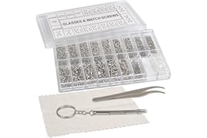 FOROREH 1000pcs Kits de Réparation de Lunettes à Vis Micro, Mini Vis Lunettes en Acier Inoxydable avec Pince et Tournevis, pour Lunettes de Soleil Bijoux Montre