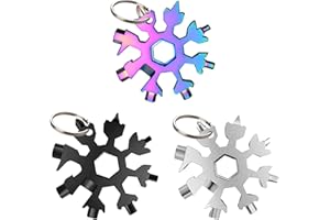 Ayizhiniu 3pcs Schneeflocke Multitool, 18 in 1 Edelstahl Schneeflocke Multi-Tool, Multifunktionales Schneeflocken Multitool Bringen 3 Schlüsselring, Passende Geschenke für Männe