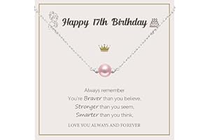 DOA 10th 11th 12th 13th 14th 15th 16th 17th 18th Birthday Gift Dainty Pink Pearl Necklace Adjustable Pendant Necklace Birthday Present for Daughter Sister Niece Friend with Message Card & Box