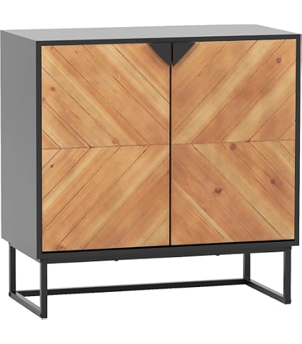 Credenza a 2 ante legno chiaro e nero ALASKA