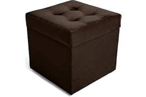 MG Design Polsterhocker 45 x 45 cm Braun mit großem Stauraum (ca. 50 L), bis 300 kg belastbar, weich mit dezentem Schimmer, pflegeleicht – Wohnbereich, Schlafraum & Flur