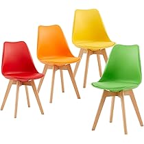 Sedie Da Pranzo Scandinave - Set Di 2 Con Gambe In Faggio Massiccio, Cuscino In Pelle PU, Capacità 120kg