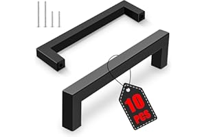 VORTIX 10-Częściowy Czarne Uchwyty Meblowe Stal Nierdzewna Mat [odstęp między otworami 128mm] - Nowoczesne Uchwyty do Szafek Kuchennych, Łazienkowych & Szuflad