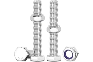 Drenky Bulloni E Dadi Autobloccanti M6 X 50 mm - Set 10 Pezzi Viti in Acciaio Inox Esagonale Per Macchinari, Mobili, Biciclette, Stampa 3D