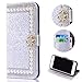 Produktbild Shinyzone Glitzer Brieftasche Hülle für iPhone 8 Plus/iPhone 7 Plus,3D Blume Diamant Strass Magnetverschluss PU Leder mit Kartenfach,Kratzfest Stoßfest Silikon Bumper Handyhülle,Silber