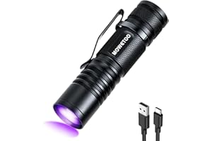 MOWETOO UV Taschenlampe Aufladbar - Mini LED UV Lampe Schwarzlicht Taschenlampe, 395nm Zoombare Ultraviolettes Licht Torch für Urinuntersuchung von Haustieren, Geldscheinkontrolle