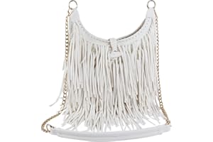 LUI SUI Womens Faux Suede Leather Fringe Tassel Cross Body Hobo Shoulder Bags