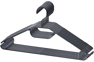 Berlona Kleiderbügel | 10 Stück | Rutschfester Kunststoffbügel | 360° drehbarer Haken | Platzsparender Bügel, leicht und funktionell | 41 cm x 21 cm | für Mäntel, Kleider, Hemden, Pullover | Schwarz