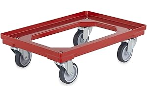 ‎DIE BOX FABRIK Stabiler Transportroller für Kisten/Eurobehälter | 60x40 cm mit 4 Lenkrollen | Eurobehälter Rolly | Transporthilfe für Stapelboxen oder Kisten | Kistenroller
