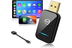 ROCKETEK Adaptador inalámbrico Carplay 2 en 1 para iPhone, Adaptador inalámbrico Android Auto, USB CarPlay Plug & Play, conversión de Android Auto/Carplay con Cable