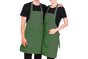 DIDART HANDMADE Delantal Cocina Hombre .2 Uds. Delantal cocina mujer, Delantal Camarero, Resistente a la Humedad. 3 Bolsillos, Barbacoa, Mandil camarero.