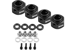 Dilwe RC Car Widen Adapter, Metal 9 mm Rim Widening Set for TRX-4 D90 SCX10 1/10 Car (Black)