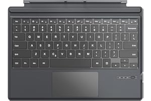 MoKo Teclado Inalámbrico Bluetooth Compatible con Microsoft Surface Pro 7 Plus/Pro 7/ Pro 6/ Pro 5/ Pro 4 /Pro 3, NO Español Teclado Ligero Recargable con Panel Táctil 2 Botones QWERTY Keyboard, Gris
