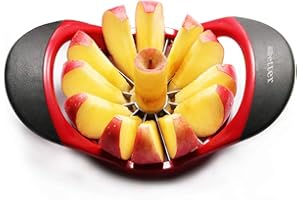 Beylos Easy Grip Apple Corer Slicer-Divider-Cutter-Wedger, Ergonomic Rubber Grip Handle, 12-Blades(Red Black)