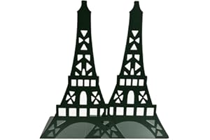 WINTERWORM 1 paire de serre-livres décoratifs en forme de tour Eiffel, en métal - Pour étagère, bureau, etc. Noir