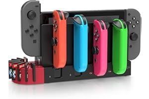 FYOUNG Dock di ricarica compatibile con Switch OLED/Switch Joy Cons Controller, stazione di ricarica con 9 slot di archiviazione per il gioco per interruttore/interruttore OLED Joycon Controller