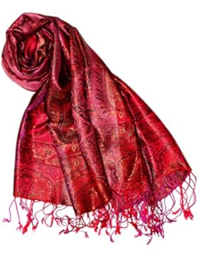 LORENZO CANA Luxus Pashmina Damenschal Schaltuch jacquard gewebt 100% Seide 70 x 190 cm Paisley Muster Seidenschal...