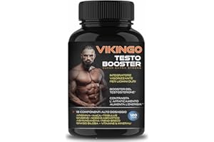 BESWISS Testosterone Uomo, Massa Muscolare, VIKINGO 120 Testosterone Booster Stimolante Uomo - Integratore Energia con Maca, Tribulus, Ashwagandha, Arginina, Ginkgo Biloba, Fieno Greco, Vitamine e Minerali