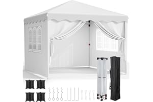 LIFERUN Gazebo 3x3, Gazebi Pieghevole con Oxford, Tenda Giardino Pieghevole, Impermeabile, Tenda per Feste, Tenda con 4 PCS Sacchi di Sabbia, Padiglione Giardino Protezione UV 50+, Per il Campeggio (Bianco)