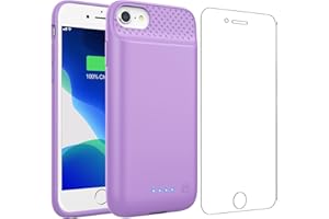 Feob Akkuhülle für iPhone 6/6s/7/8/SE (2020/2022)-4,7", 7000mAh Powerbank Hülle Zusatzakku Akku Case Akku Ladehülle Handyhülle Akku Battery Case für iPhone 6 /6s/ 7/8/ SE-4,7"-Violett