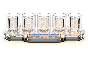 BRIMFORD Nixie Tube Clock Simulation, Nixie Clock Creative Desktop Decoration Gift, 7 Colors, 6 Display Modes, USB-C Powered, LED Tube Clock for Gaming Room Table Decoration