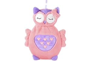 DINZIO Hot Water Bottle with Novelty Plush Warm Cosy Luxuriously Super Soft Cover Premium Natural Rubber 750 ml Bag (Pink Owl)