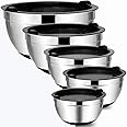 Cartlyst Stainless Steel Mixing Bowls (set of 5) with Airtight lids, Mixing Bowls Set Ideal for Baking, Prepping, Cooking and Serving Food, Nesting Metal Bowl for Space Saving Storage