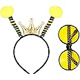 Bee Costume Accessories Set - Bee Antenna Headband and Sun Glasses Set for Halloween, Party Cosplay, Women, Men and Kids
