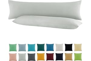 SHC TEXTILIEN SHC by BaSaTex 2er Pack Jersey Kissenbezüge Kissenhüllen | Kopfkissenbezug aus 100% Baumwolle | 40x145 cm Seitenschläfer Kissenbezug | Farbe Silber
