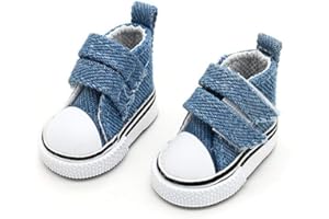 Aeromdale Doll Canvas Shoes Solid Color 5cm Doll Shoes with Adhesive Tape for 20cm Doll Girls Toy Gift - Denim Blue - 1 Pair