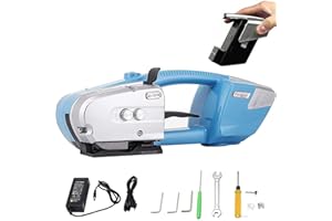CHEIRS Portatile Reggiatrice Automatica,Reggiatrice Manuale,per 13-16Mm PP/Pet Reggiatura Macchina Imballatrice Palmare,Reggiatrice Portatile A Batteria 3000mAh,Blue