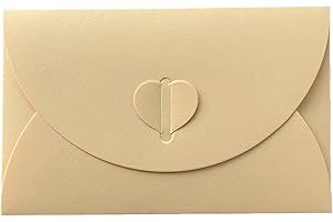 KNOWING 20 Pezzi Chiusura a Cuore Buste, Buste di Carta Mini Piccole Vintage, Regalo Mini Buste, Natale Busta Carina, Forma di Cuore envelopes, per Natale, Ringraziamento, Matrimonio, 17,5 * 11 cm, Oro