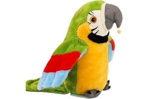 HOVEELUTY Perroquet parlant, jouet perroquet qui répète ce que vous dites, peluche parlante, enregistrement électronique, oiseau animé qui secoue les ailes, jouet parlant pour enfants, cadeau pour garçons