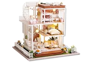 Spilay DIY Miniature Dollhouse Kit with Wooden Furniture,DIY Dollhouse Kit with Dust Proof Cover, Music Box and LED,1:24 Scale Creative Gift for Women Girl Friend Lover (MY LIFE IS SO WELL)