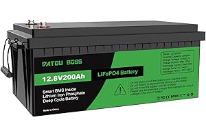DATOUBOSS Batterie 12V 200Ah LiFePO4, Batterie Lithium avec BMS 200A, 4000-15000 Cycles Profondes, 2560Wh Energie, Prise en Charge en Connexion Série/Parallèle, pour Camping-Car, Système Solaire