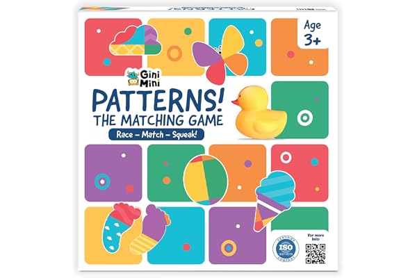 GiniMini Pattern The Matching Activity Set for Kids 3 4 5 Fast-Paced Shape Spotting Game with Buzzer Fun Preschool Educational Toy for Focus, Attention & Visual Recognition Party Game Gift